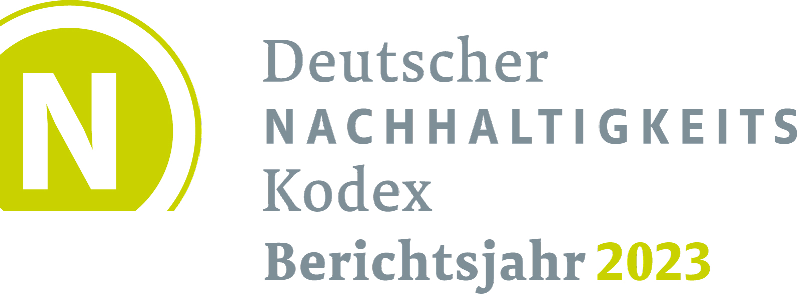 KI generiert: Der Hauptinhalt des Bildes ist ein Logo für den Deutschen Nachhaltigkeitskodex, das das Berichtsjahr 2023 anzeigt.